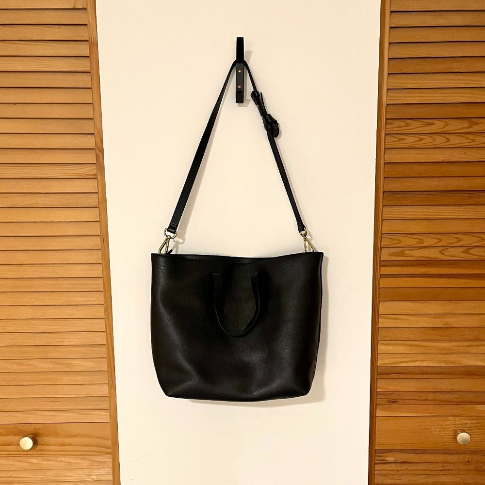 Zipper Top Black Leather Madewell Bag